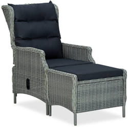 Vidaxl - Chaise inclinable de jardin tabouret Résine tressée Gris clair