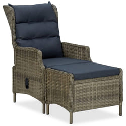 Vidaxl - Chaise inclinable de jardin avec tabouret Résine tressée Marron