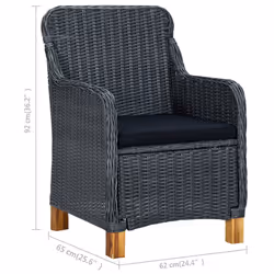 VidaXL 313315 chaise d'extérieur Terrace Siège rembourré Bois d'acacia, Polyuréthane, Acier Noir, Gris - Vue supplémentaire 8
