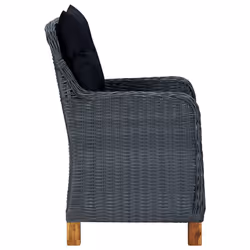 VidaXL 313316 chaise d'extérieur Terrace Siège rembourré Bois d'acacia, Polyuréthane, Acier Noir, Gris - Vue supplémentaire 5
