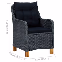 VidaXL 313316 chaise d'extérieur Terrace Siège rembourré Bois d'acacia, Polyuréthane, Acier Noir, Gris - Vue supplémentaire 8