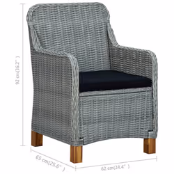 VidaXL 313317 chaise d'extérieur Terrace Siège rembourré Bois d'acacia, Polyuréthane, Acier Noir, Gris - Vue supplémentaire 8