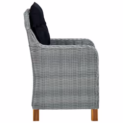 VidaXL 313318 chaise d'extérieur Terrace Siège rembourré Bois d'acacia, Polyuréthane, Acier Noir, Gris - Vue supplémentaire 5