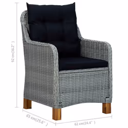 VidaXL 313318 chaise d'extérieur Terrace Siège rembourré Bois d'acacia, Polyuréthane, Acier Noir, Gris - Vue supplémentaire 8