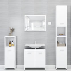 vidaXL Ensemble de meubles salle de bain 4 pcs blanc bois d'ingénierie
