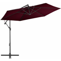 Parasol déporté avec mât en aluminium Bordeaux 300 cm