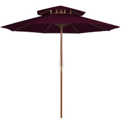 vidaXL Parasol à deux étages avec mât en bois rouge bordeaux 270 cm - TU