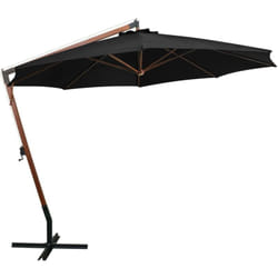 Parasol de jardin suspendu avec mât noir bois de sapin massif