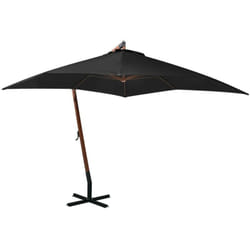 vidaXL Parasol de jardin suspendu avec mât noir bois de sapin massif