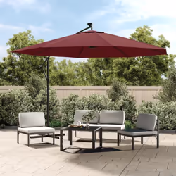 Cet élégant parasol suspendu avec lumières LED est parfait pour créer de l'ombre et vous protéger des rayons UV nocifs. Fabri ...