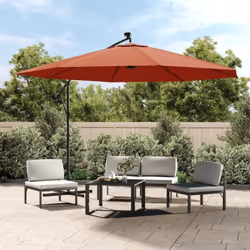 Cet élégant parasol suspendu avec lumières LED est parfait pour créer de l'ombre et vous protéger des rayons UV nocifs. Fabri ...