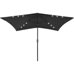 Parasol avec led et mât en acier Noir 2x3 m