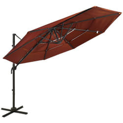 Parasol à 4 niveaux avec mât en aluminium Terre cuite 3x3 m