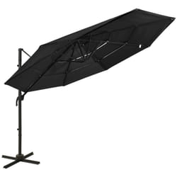 Parasol à 4 niveaux avec mât en aluminium Noir 3x3 m