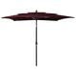 vidaXL Parasol de jardin à 3 niveaux mât en aluminium rouge bordeaux - TU