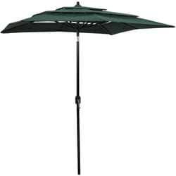 Parasol à 3 niveaux avec mât en aluminium Vert 2x2 m