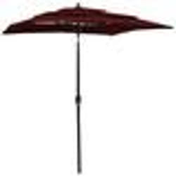 vidaXL Parasol de jardin à 3 niveaux mât en aluminium rouge bordeaux - TU