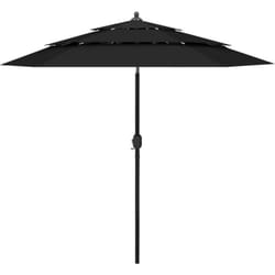 Parasol de jardin à 3 niveaux avec mât en aluminium noir 2,5 m Vidaxl