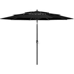 Parasol à 3 niveaux avec mât en aluminium Noir 3 m - Vidaxl