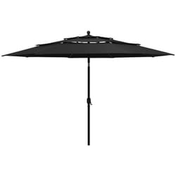 Vidaxl - Parasol à 3 niveaux avec mât en aluminium Noir 3,5 m