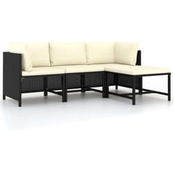 Canapés de jardin 4 pcs avec coussins Noir Résine tressée