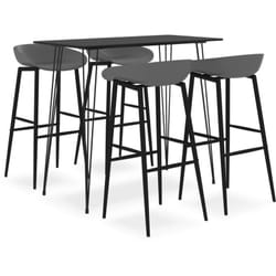 Vidaxl Ensemble De Bar 5 Pcs Noir Et Gris