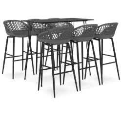 VIDAXL Ensemble de bar 7 pcs - Noir et gris