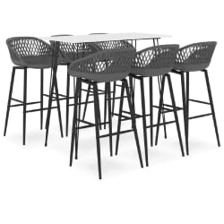 vidaXL Ensemble de bar 7 pcs - Blanc et gris