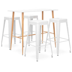 Ensemble de bar 5 pièces en métal et blanc