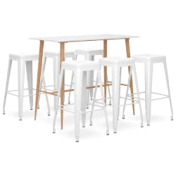 vidaXL Ensemble de Bar 7 pcs - Blanc
