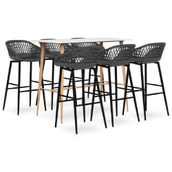 VIDAXL Ensemble de bar 7 pcs - Blanc et gris