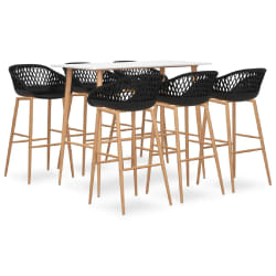 vidaXL Ensemble de bar 7 pcs Blanc et noir