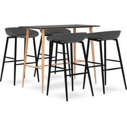 Vidaxl Ensemble De Bar 5 Pcs Noir Et Gris