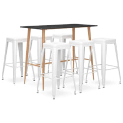 vidaXL Ensemble de bar 7 pcs - Noir et blanc