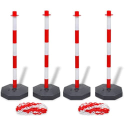 Vidaxl - Jeu de 4 poteaux à chaîne et 2 chaînes en plastique 10m chacune