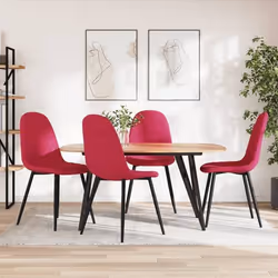 vidaXL Chaises à manger lot de 4 Rouge bordeaux Velours - TU