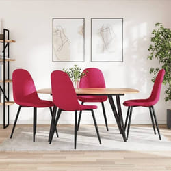 vidaXL Chaises à manger lot de 4 Rouge bordeaux Velours - TU