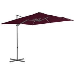 Parasol déporté avec mât en acier Rouge bordeaux 250x250 cm - Vidaxl