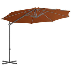 Parasol déporté avec mât en acier Terre cuite 300 cm