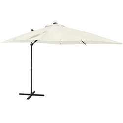 Parasol de jardin en porte-à-faux et mât et lumières led sable Vidaxl