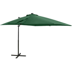 vidaXL Parasol de jardin en porte-à-faux et mât et lumières LED vert