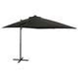 vidaXL Parasol de jardin en porte-à-faux et mât et lumières LED noir - TU