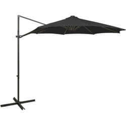 Parasol déporté avec mât et lumières led Noir 300 cm