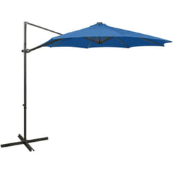 Parasol déporté avec mât et lumières led Bleu azur 300 cm
