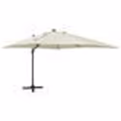 vidaXL Parasol de jardin en porte-à-faux et mât et lumières LED sable - TU