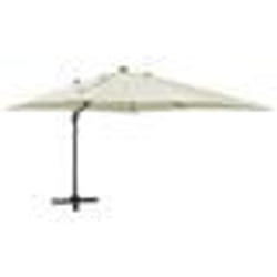 vidaXL Parasol de jardin en porte-à-faux et mât et lumières LED sable - TU