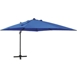 Parasol déporté avec mât et lumières led Bleu azur 300 cm