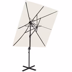 Cet élégant parasol de jardin en porte-à-faux à double toit est un choix parfait pour créer de l'ombre et vous protéger des r ...