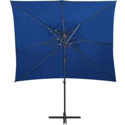 Parasol de jardin en porte à faux à double toit bleu azuré