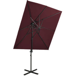 Parasol déporté à double toit Rouge bordeaux 250x250 cm Vidaxl